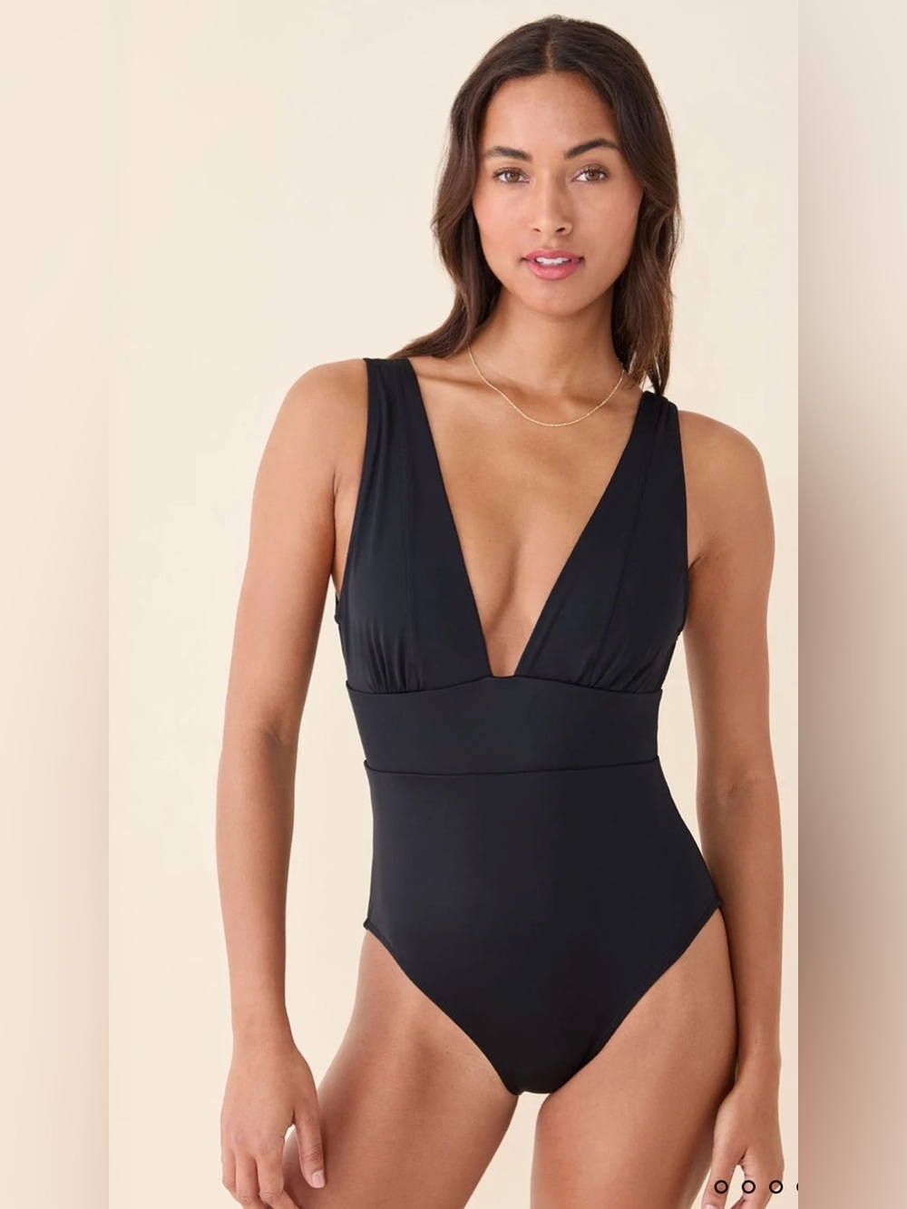 NWT Andie Black Deep V One-Piece Mykonos Swimsuit Black XS